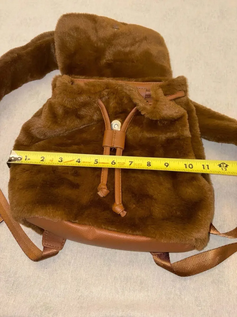 GC Design Faux Fur Mini Backpack in Brown Cottagecore